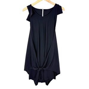 COP COPINE Black Chant Belted Wrap Overlay Long Body Sleeveless Tunic Top Dress